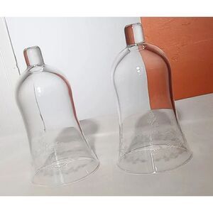 Set of two vintage glass etched tea light inserts